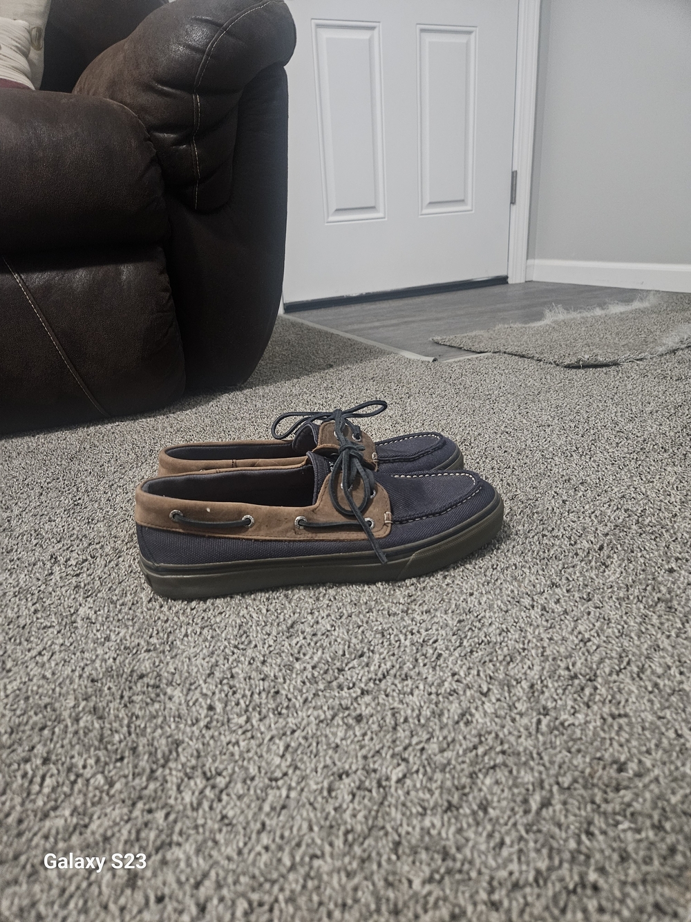 Sperry Navy and Brown Leather-Trim Boat Shoes